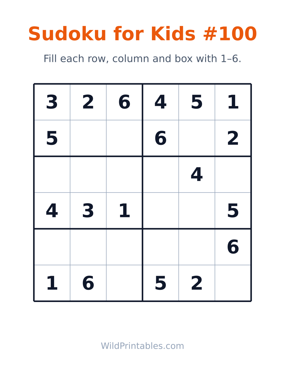 Sudoku for Kids #100 — free printable sudoku for kids