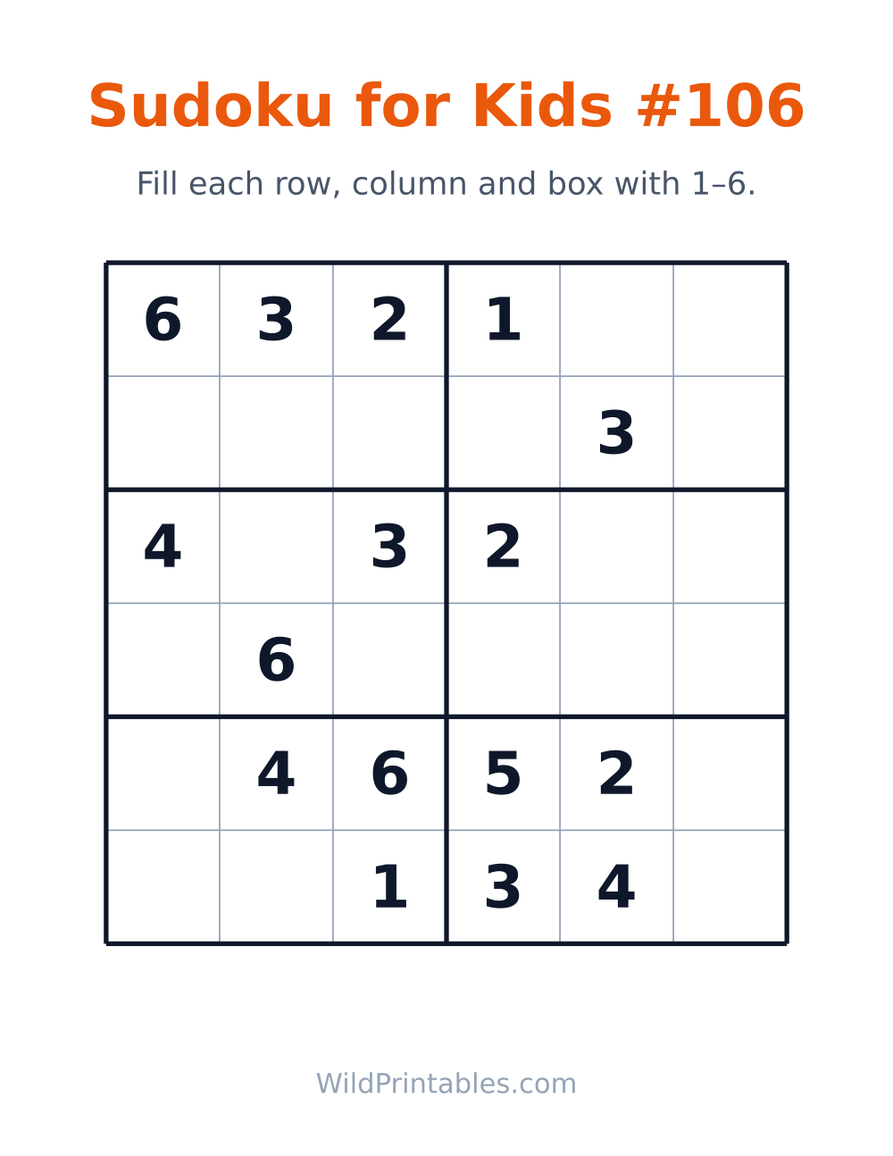 Sudoku for Kids #106 — free printable sudoku for kids