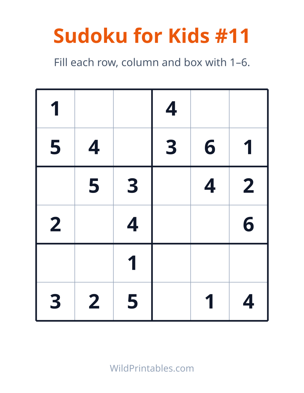 Sudoku for Kids #11 — free printable sudoku for kids to print and color at home