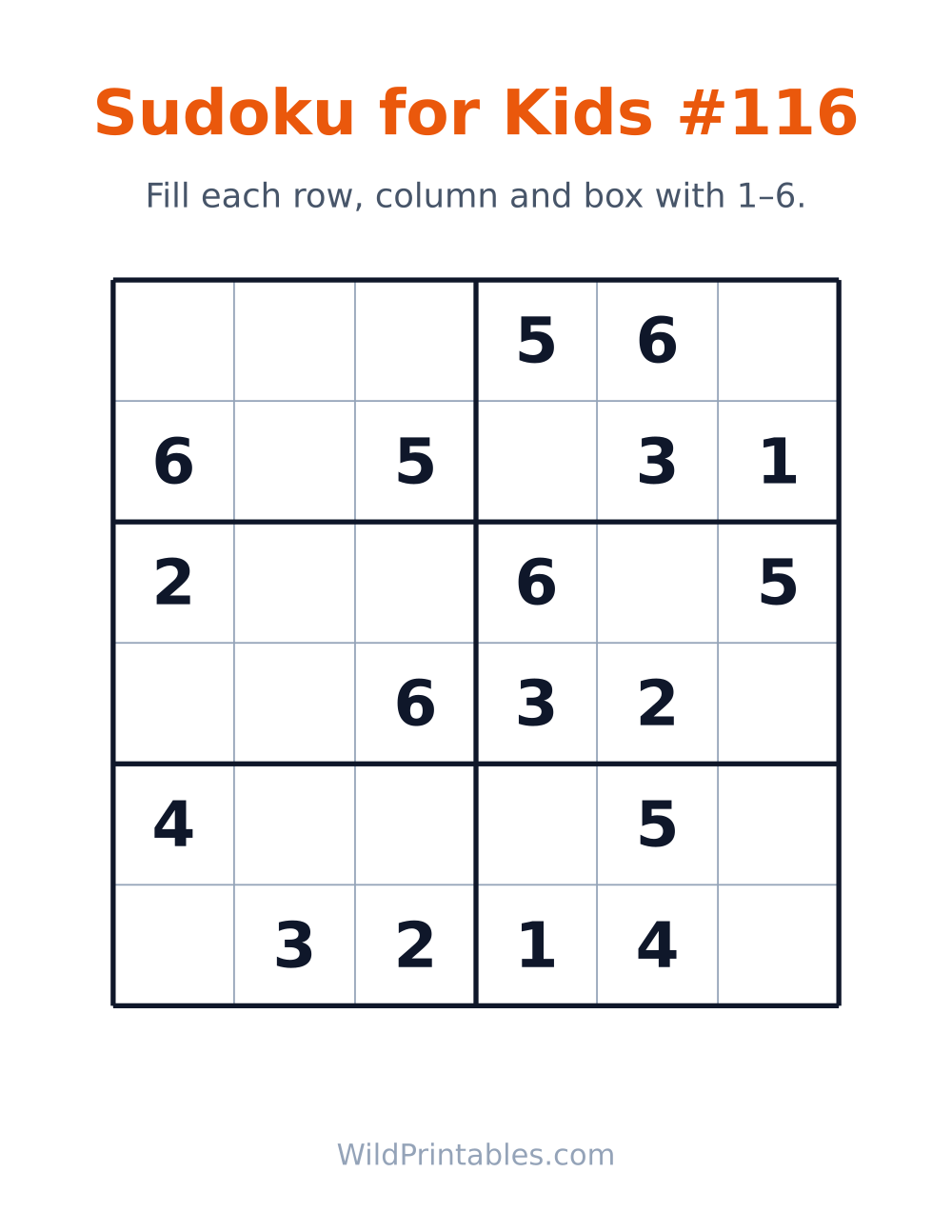 Sudoku for Kids #116 — free printable sudoku for kids
