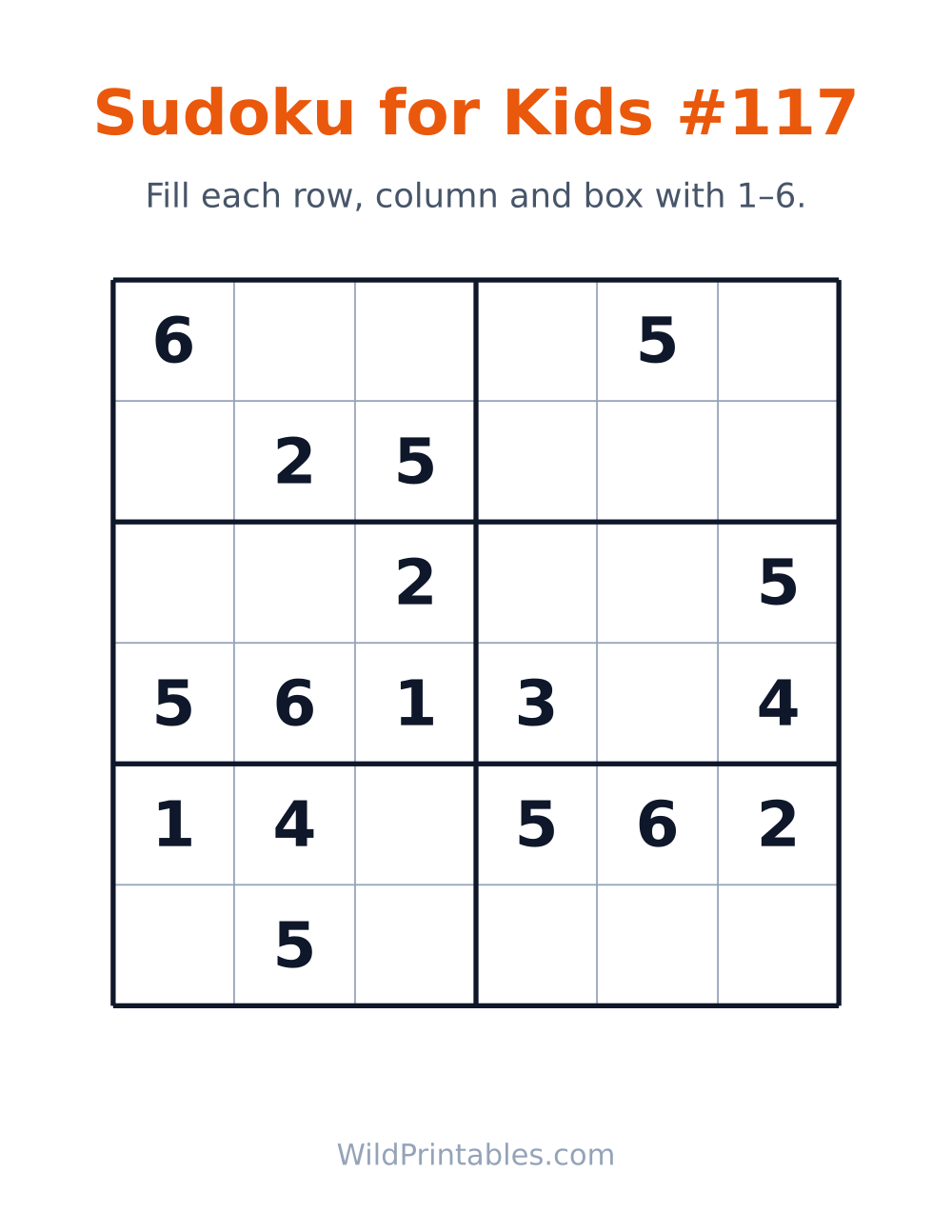 Sudoku for Kids #117 — free printable sudoku for kids