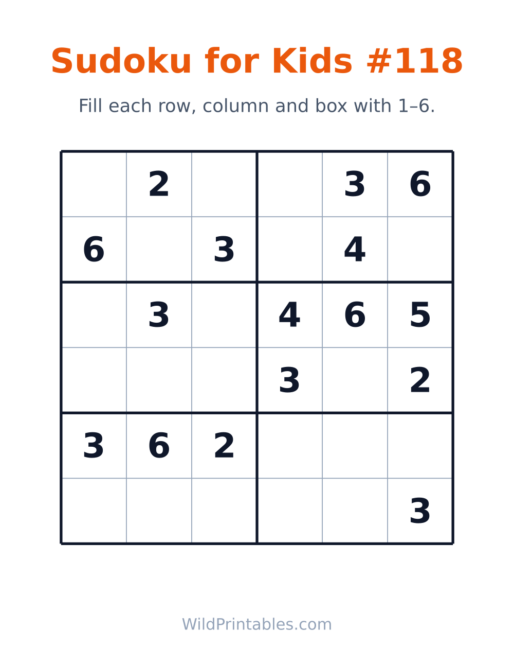 Sudoku for Kids #118 — free printable sudoku for kids