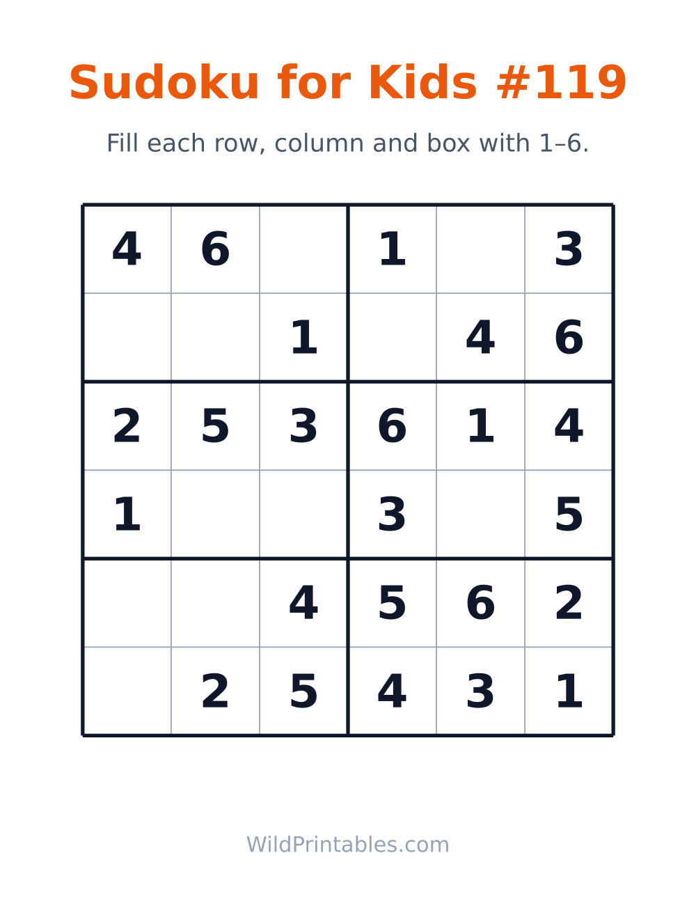 Sudoku for Kids #119 — free printable sudoku for kids