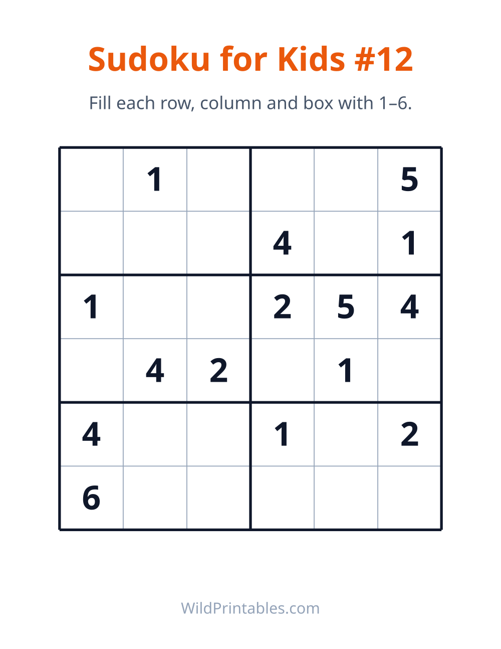 Sudoku for Kids #12 — free printable sudoku for kids to print and color at home