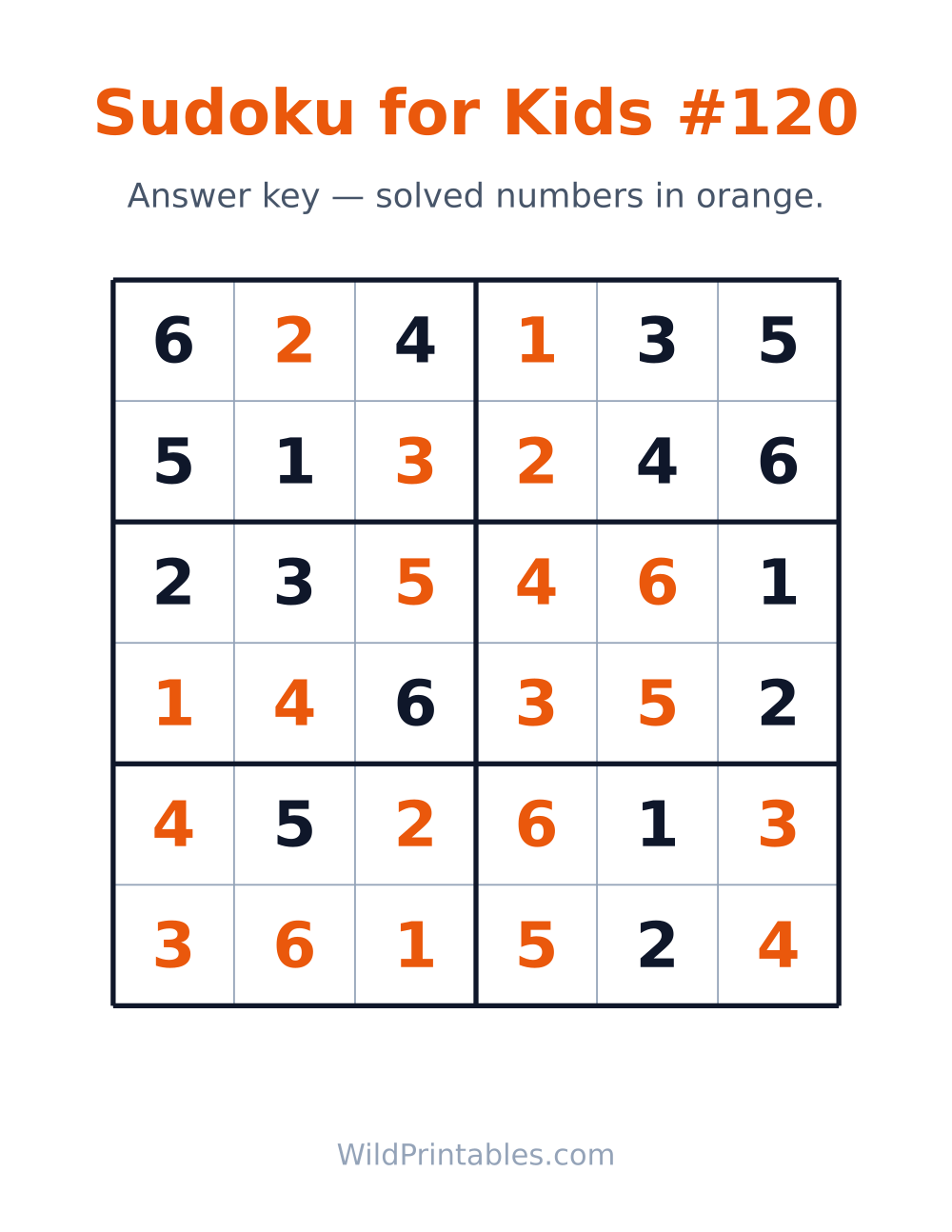 Sudoku for Kids #120 — answer key