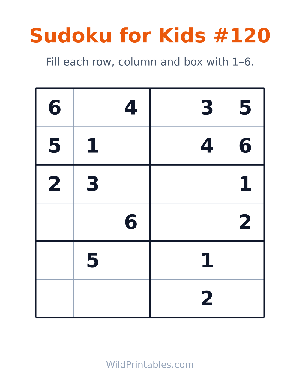 Sudoku for Kids #120 — free printable sudoku for kids