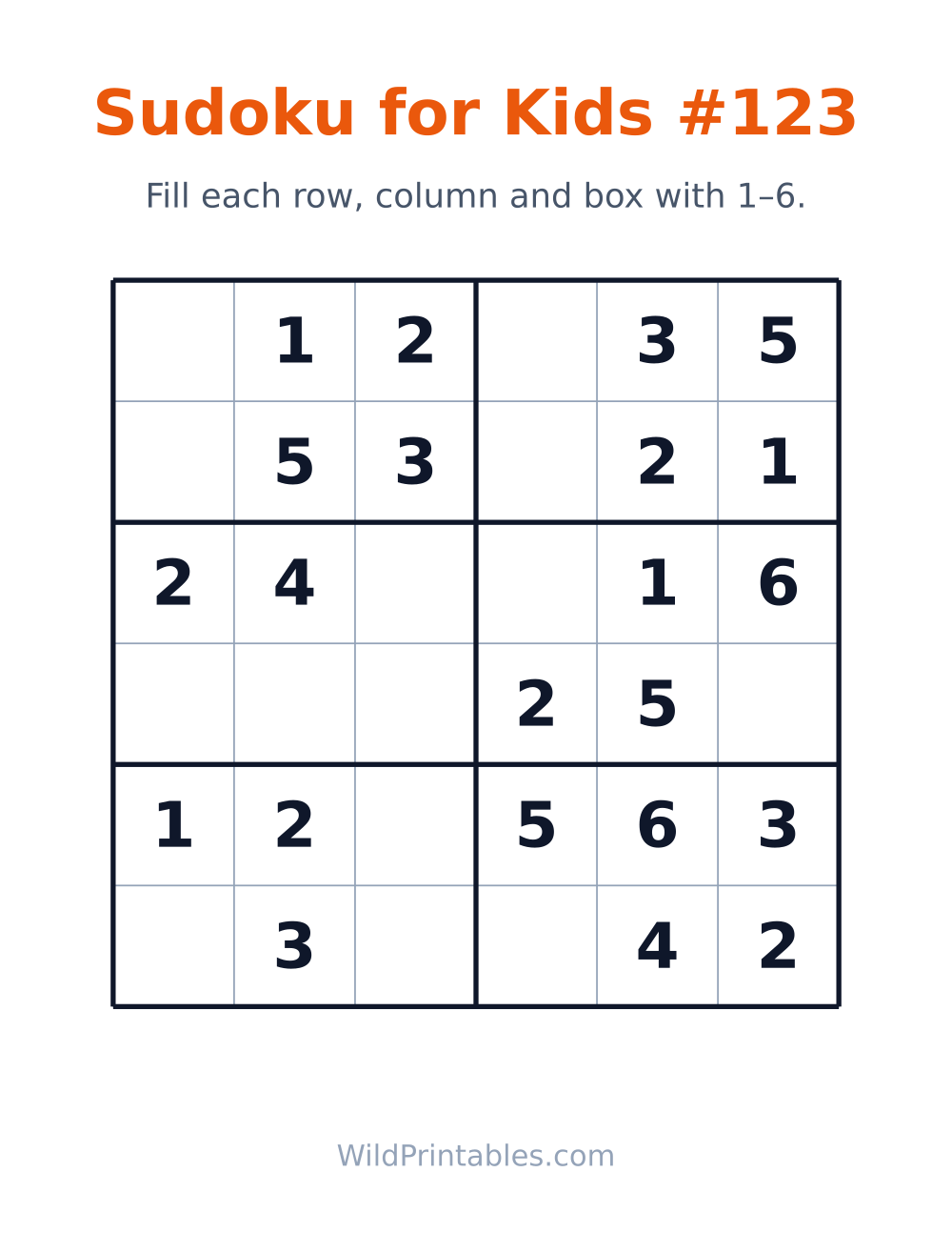 Sudoku for Kids #123 — free printable sudoku for kids