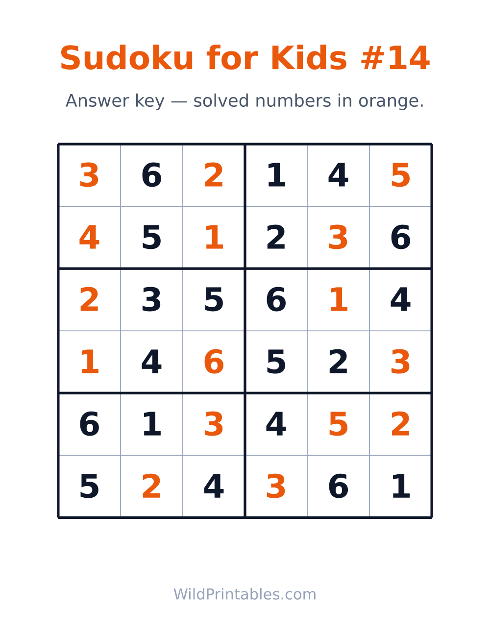 Sudoku for Kids #14 — answer key