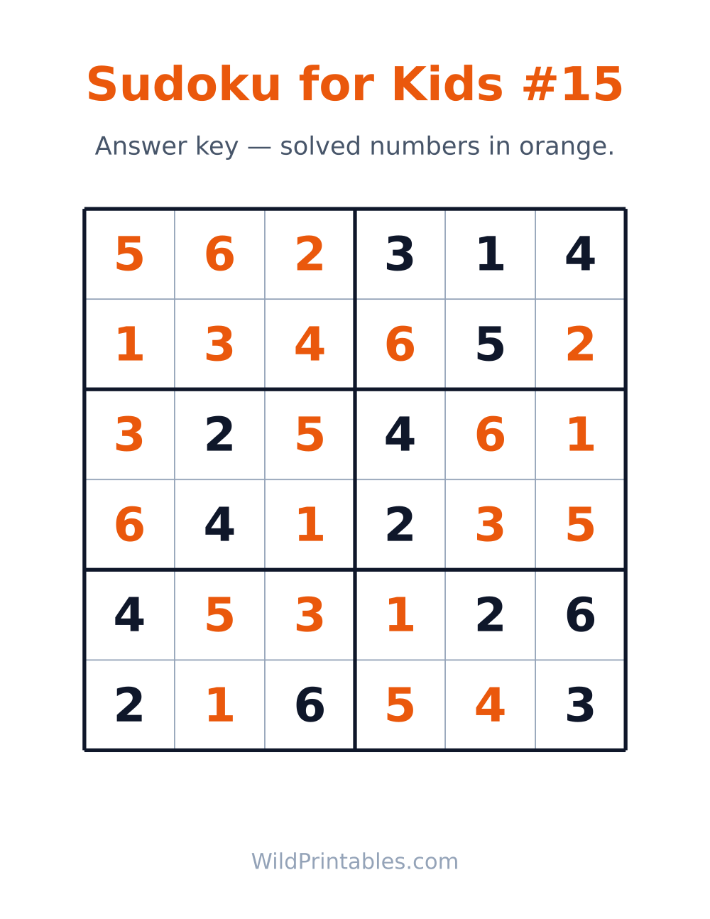 Sudoku for Kids #15 — answer key