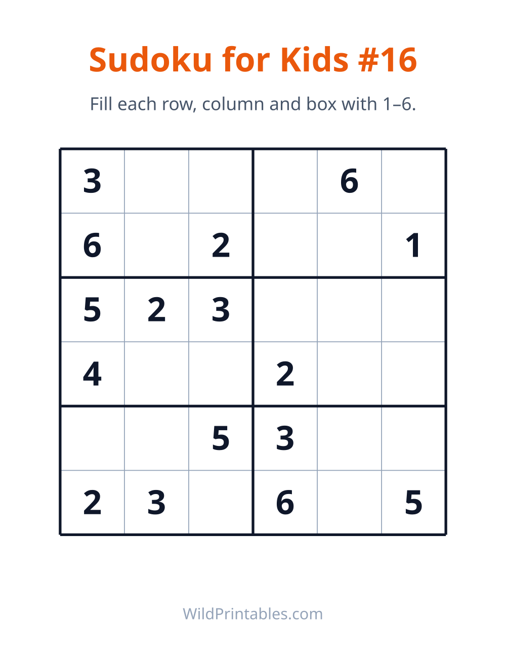 Sudoku for Kids #16 — free printable sudoku for kids to print and color at home