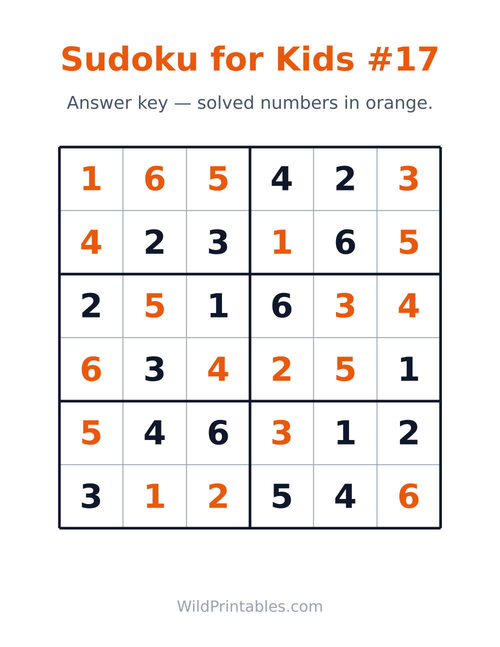 Sudoku for Kids #17 — answer key