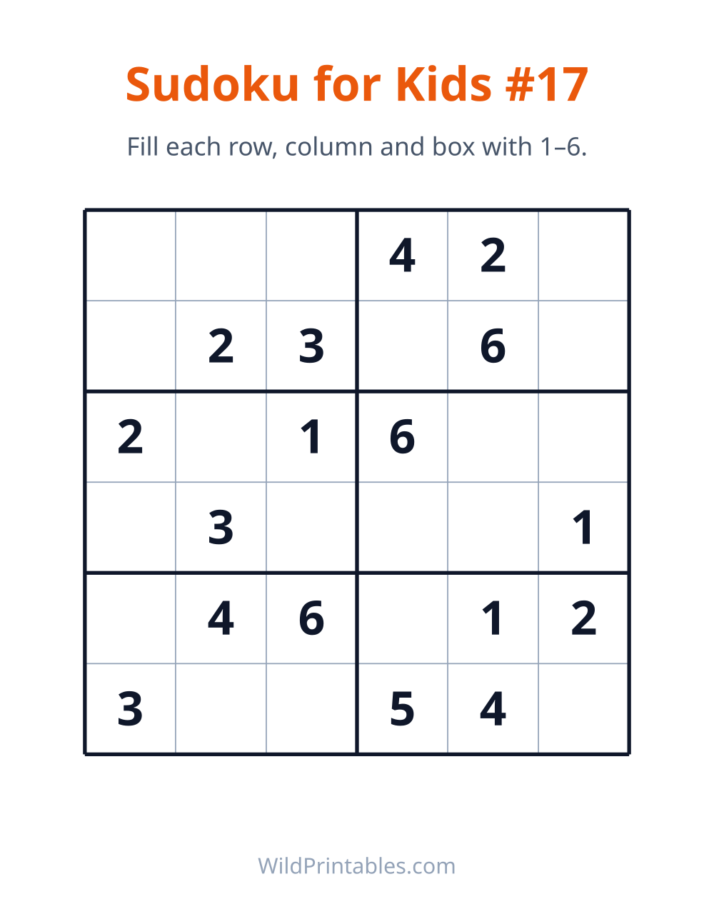 Sudoku for Kids #17 — free printable sudoku for kids to print and color at home