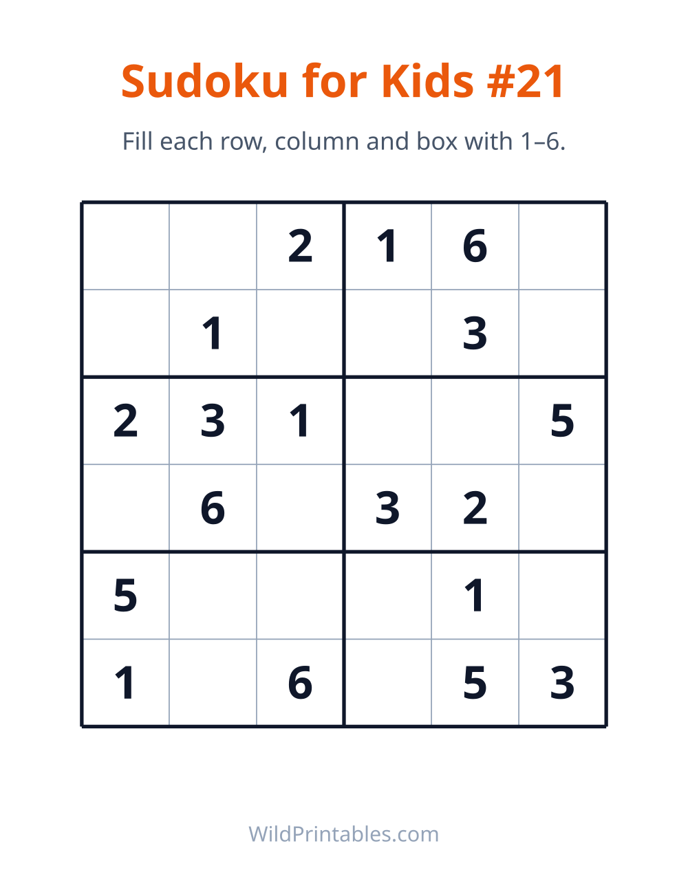 Sudoku for Kids #21 — free printable sudoku for kids to print and color at home