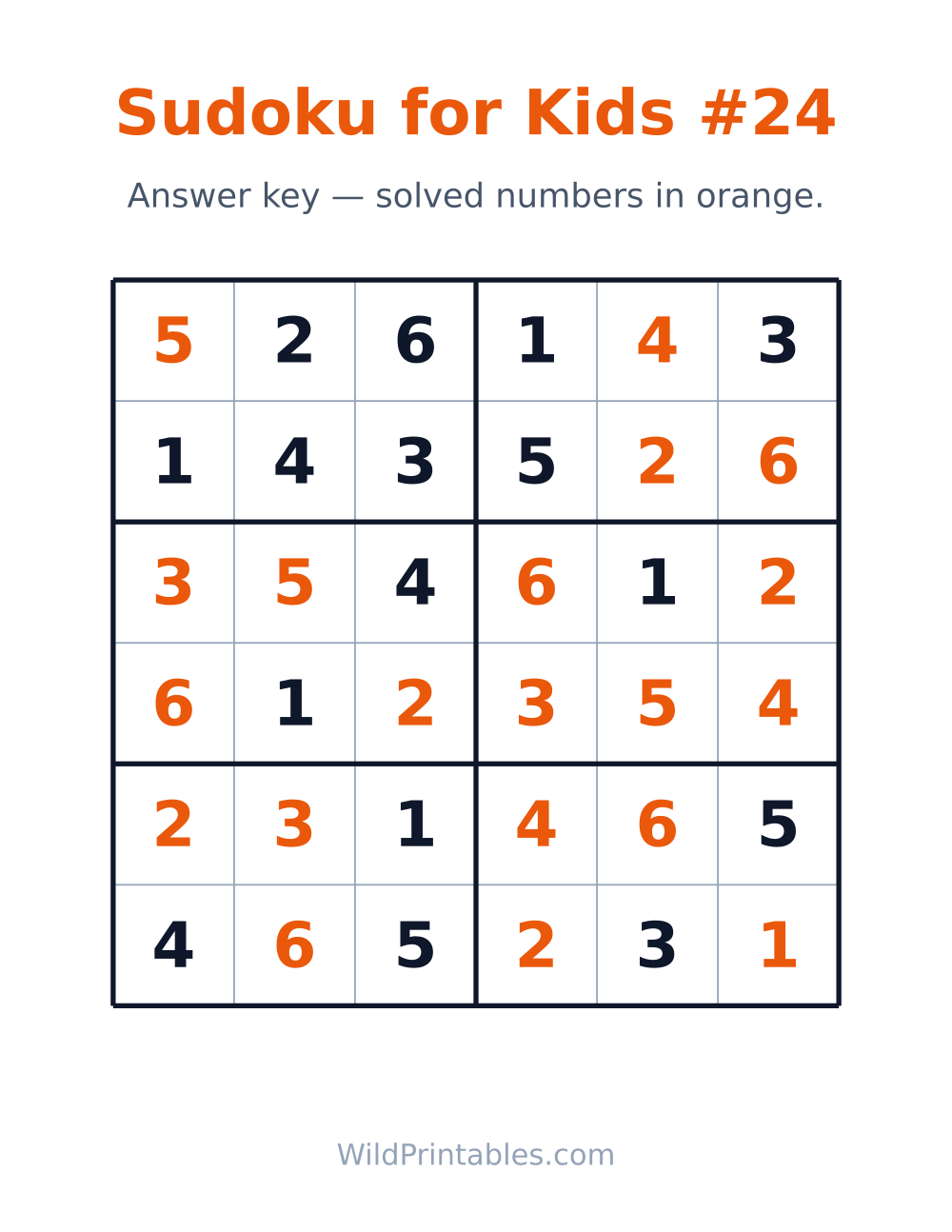 Sudoku for Kids #24 — answer key