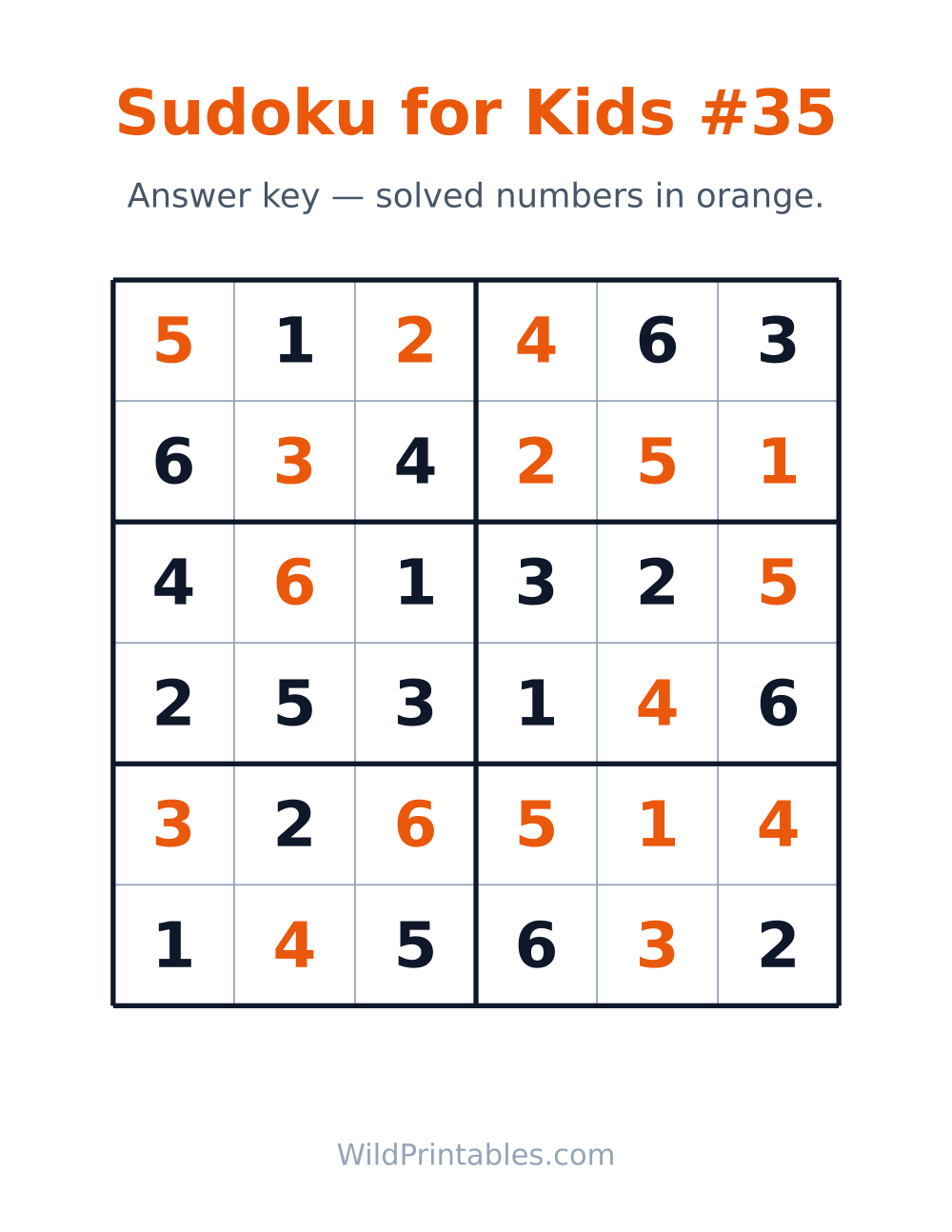 Sudoku for Kids #35 — answer key