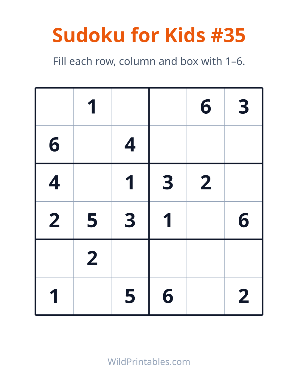 Sudoku for Kids #35 — free printable sudoku for kids to print and color at home