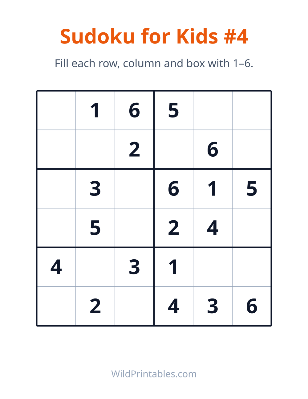 Sudoku for Kids #4 — free printable sudoku for kids to print and color at home