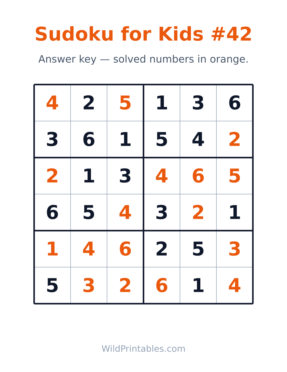 Sudoku for Kids #42 — answer key