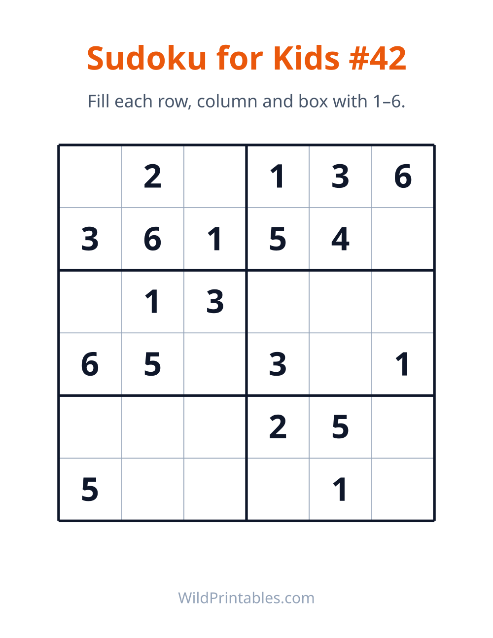 Sudoku for Kids #42 — free printable sudoku for kids to print and color at home