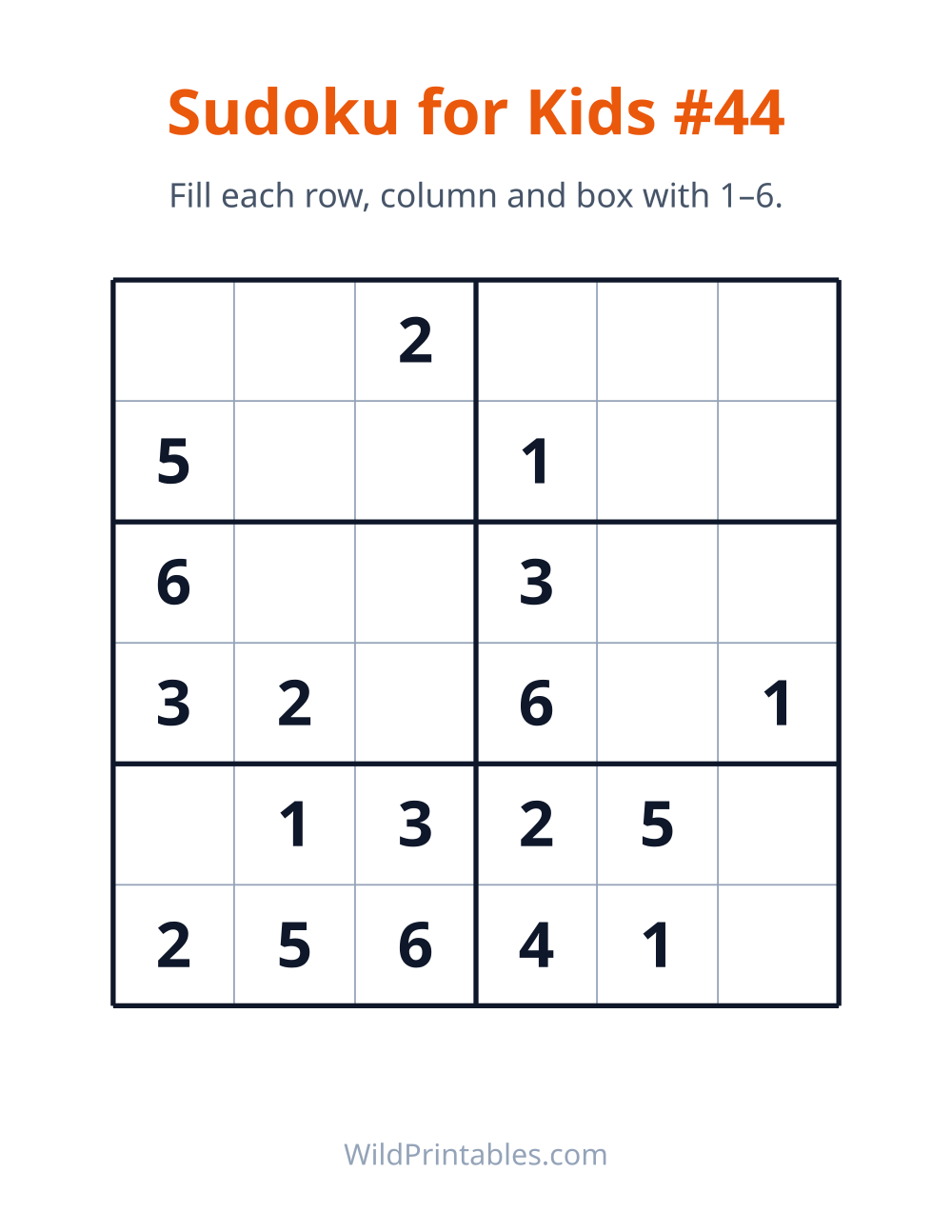 Sudoku for Kids #44 — free printable sudoku for kids to print and color at home