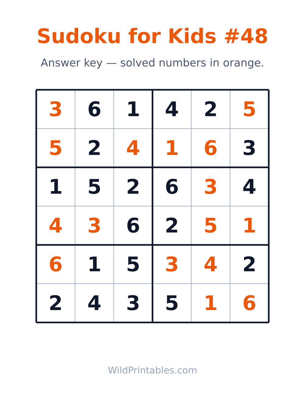 Sudoku for Kids #48 — answer key