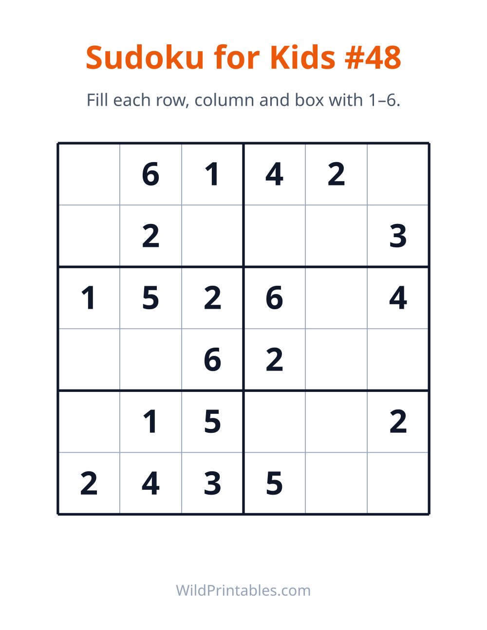 Sudoku for Kids #48 — free printable sudoku for kids to print and color at home