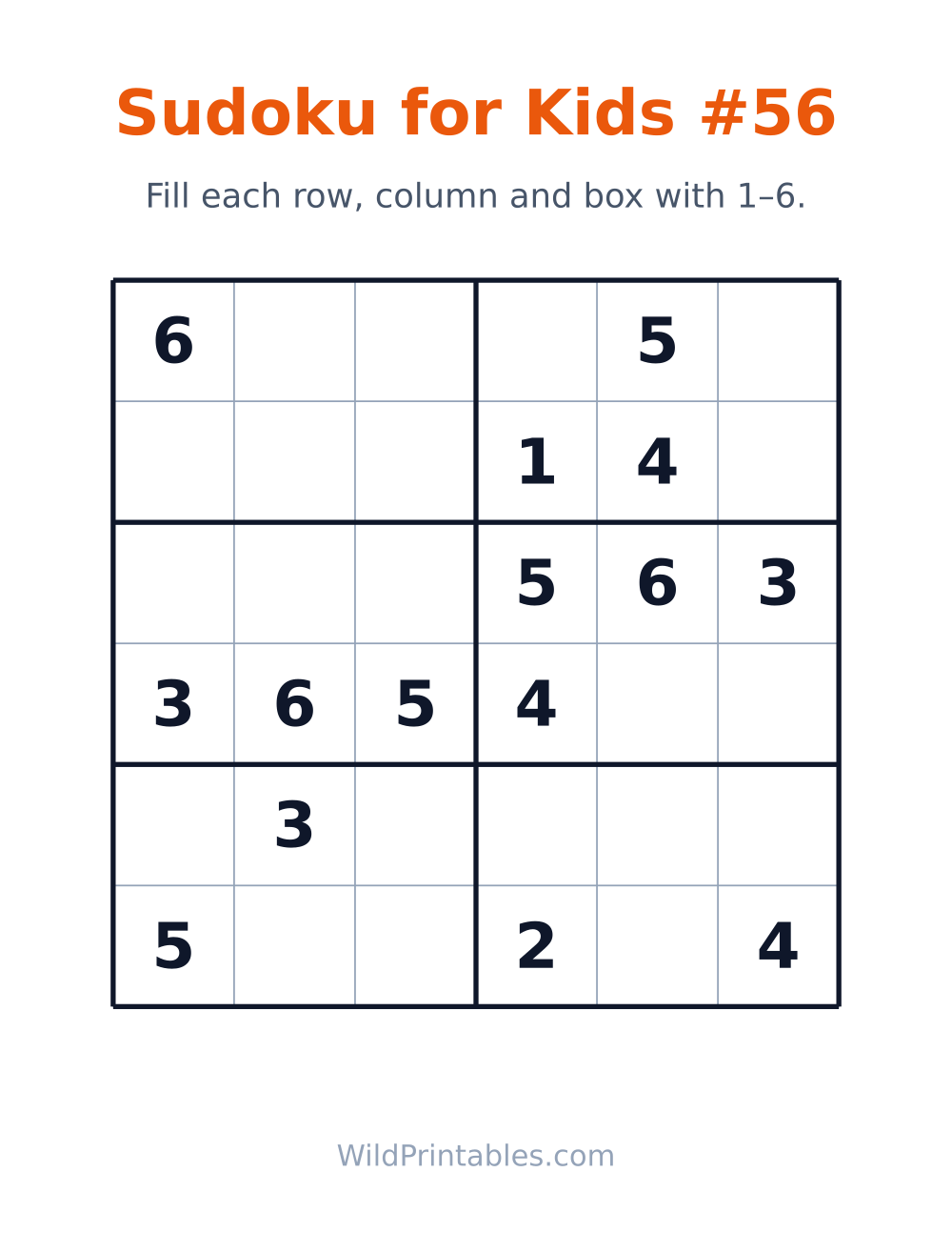 Sudoku for Kids #56 — free printable sudoku for kids