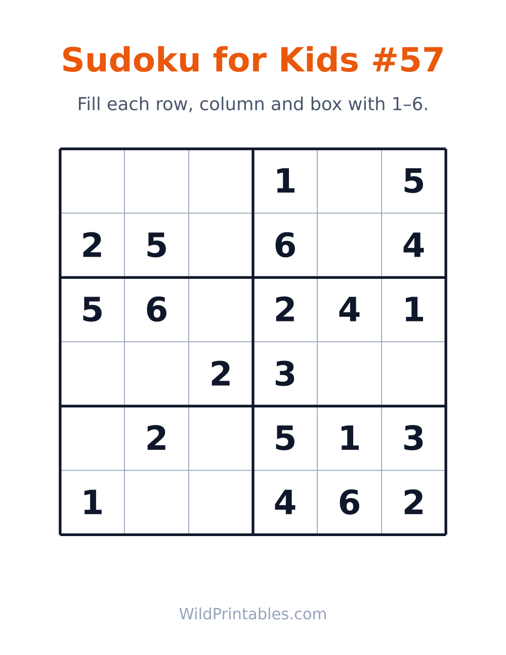 Sudoku for Kids #57 — free printable sudoku for kids