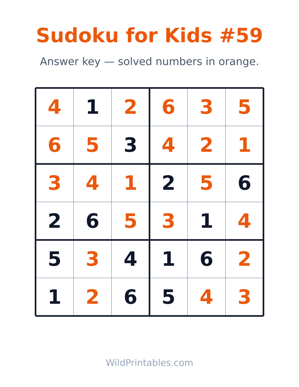Sudoku for Kids #59 — answer key