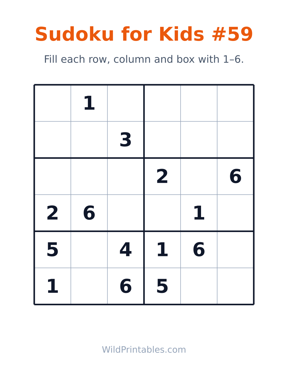 Sudoku for Kids #59 — free printable sudoku for kids