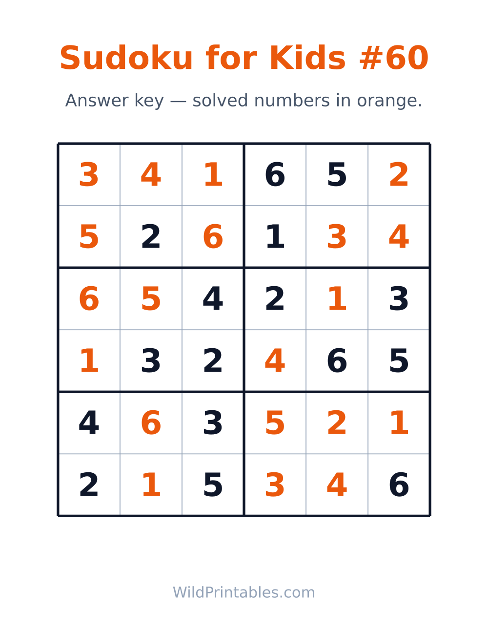 Sudoku for Kids #60 — answer key