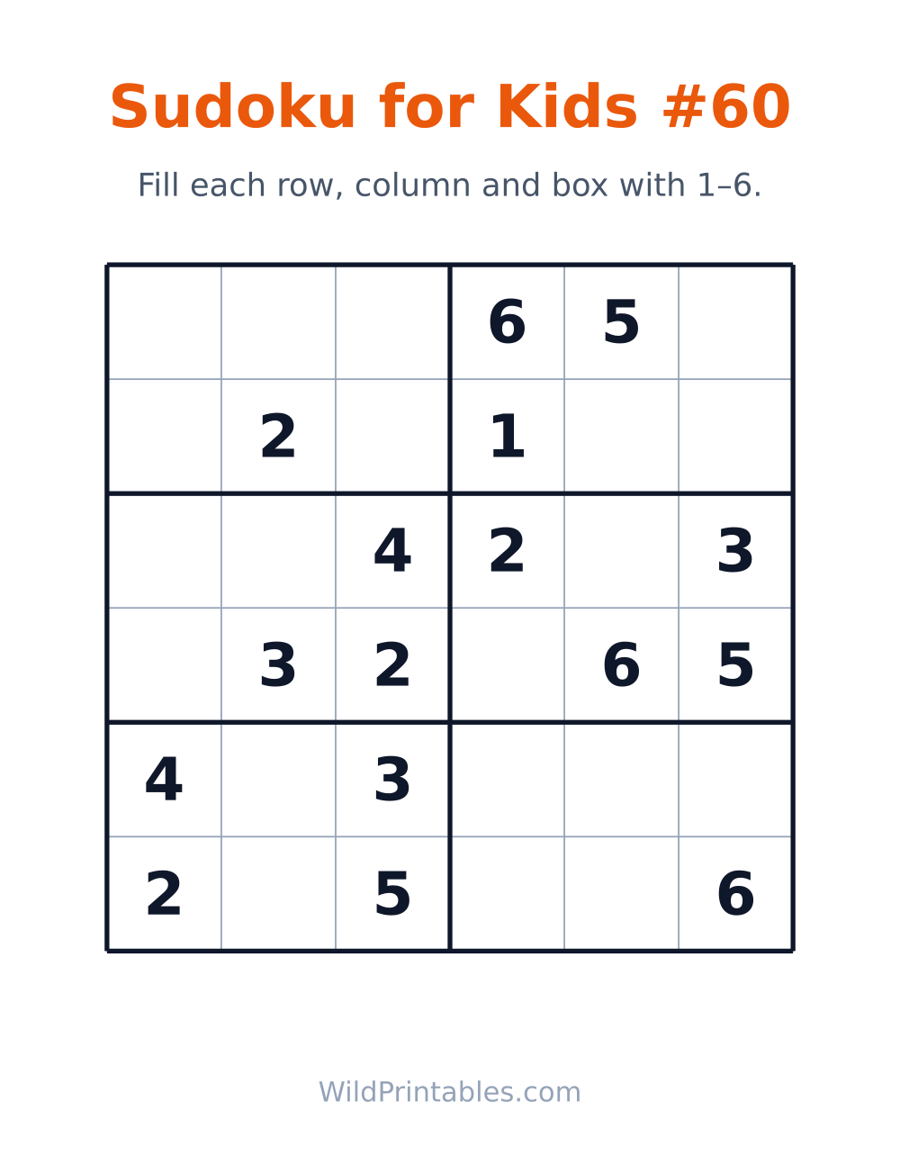 Sudoku for Kids #60 — free printable sudoku for kids