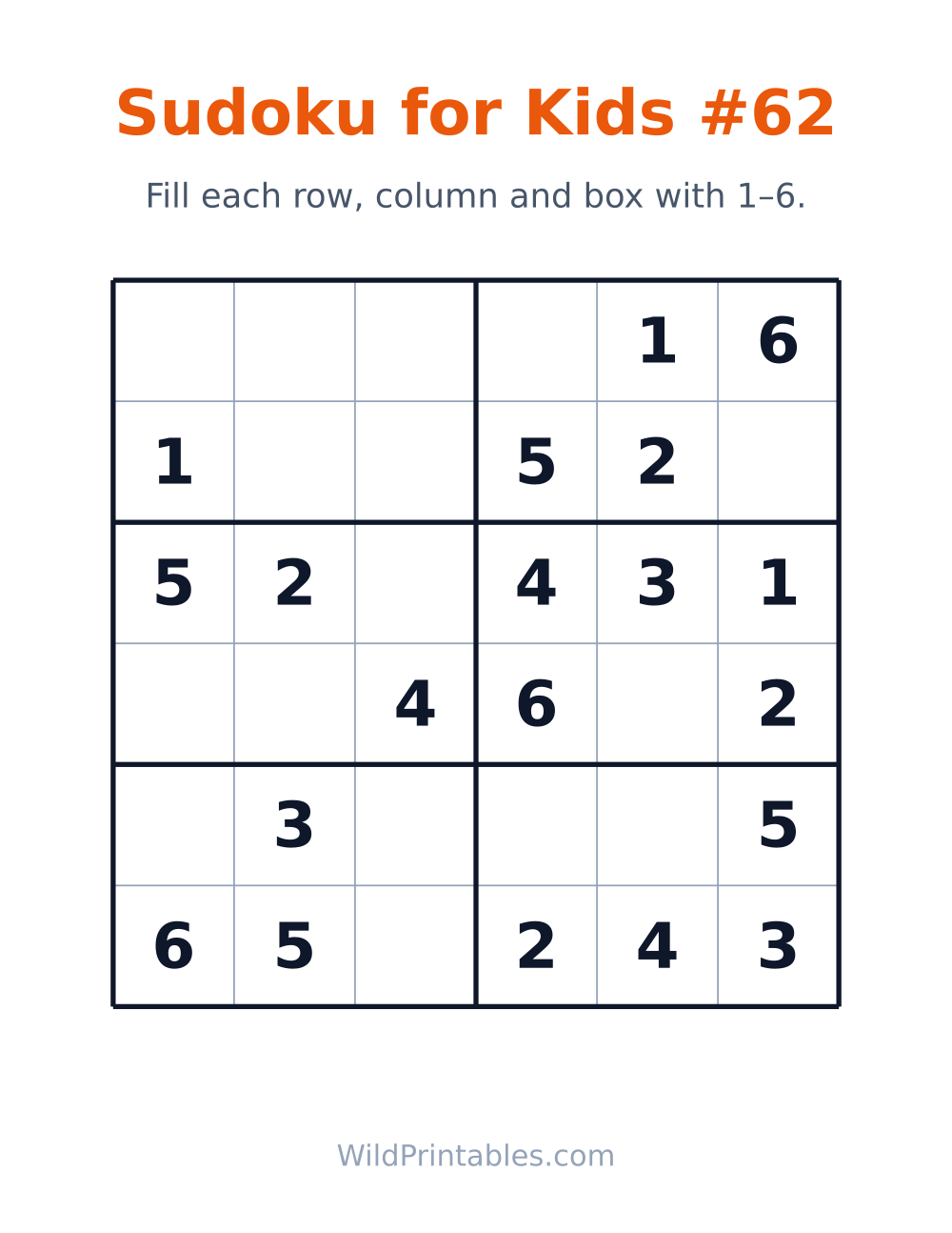 Sudoku for Kids #62 — free printable sudoku for kids