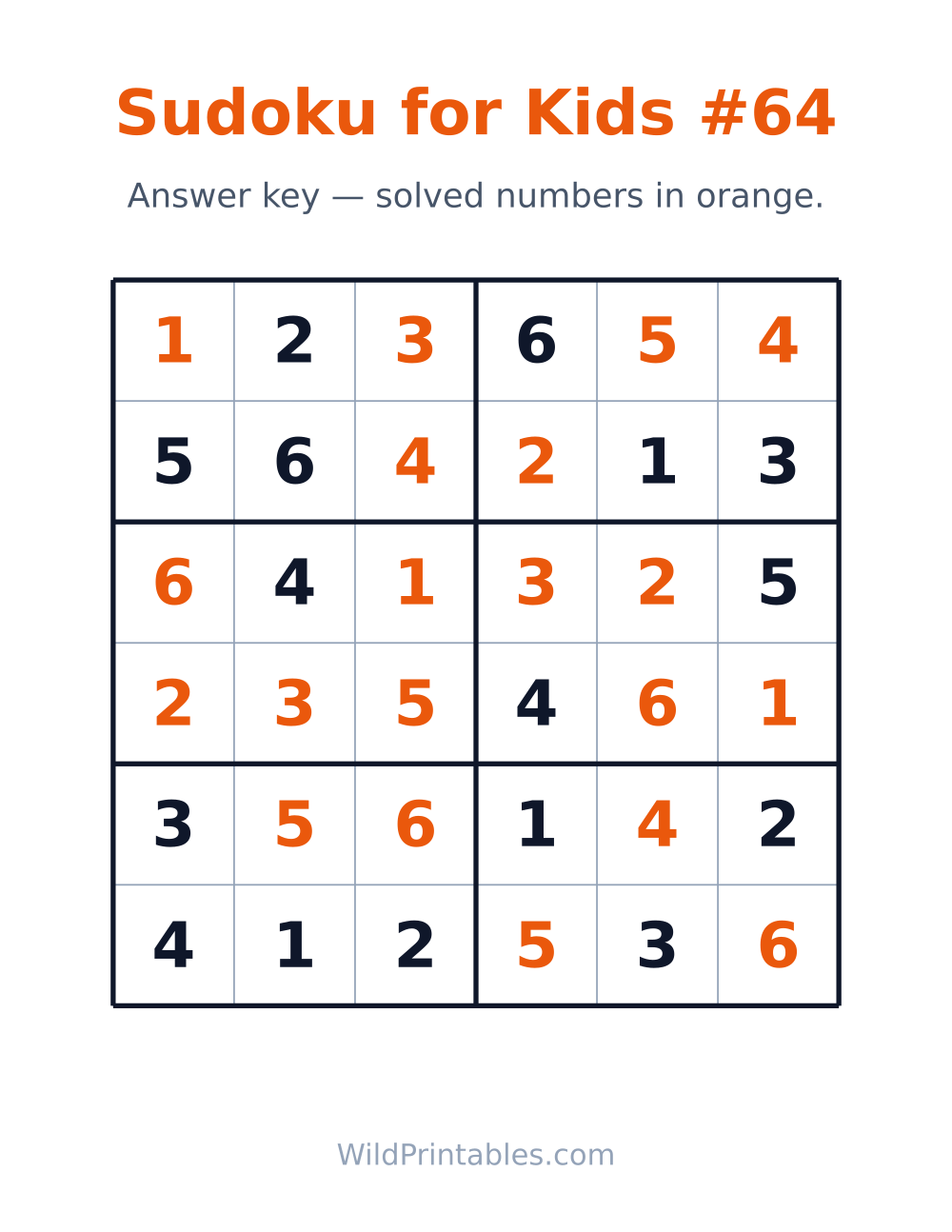 Sudoku for Kids #64 — answer key