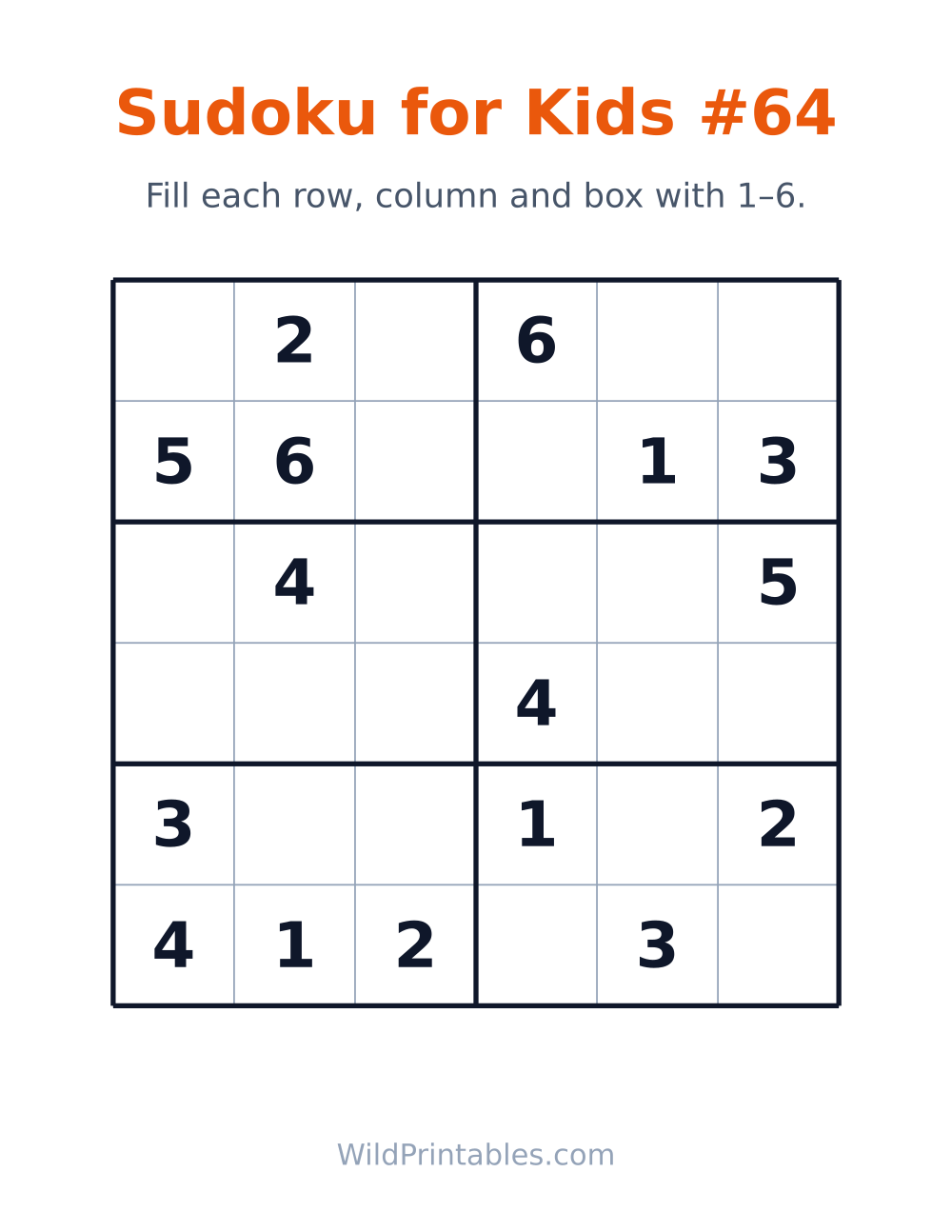 Sudoku for Kids #64 — free printable sudoku for kids