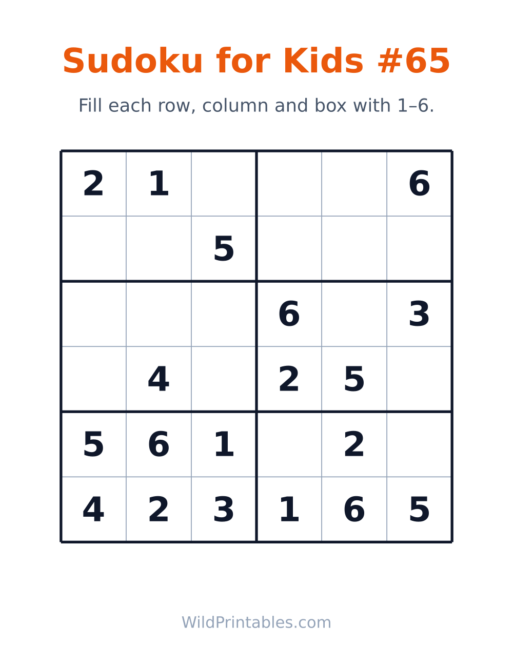 Sudoku for Kids #65 — free printable sudoku for kids