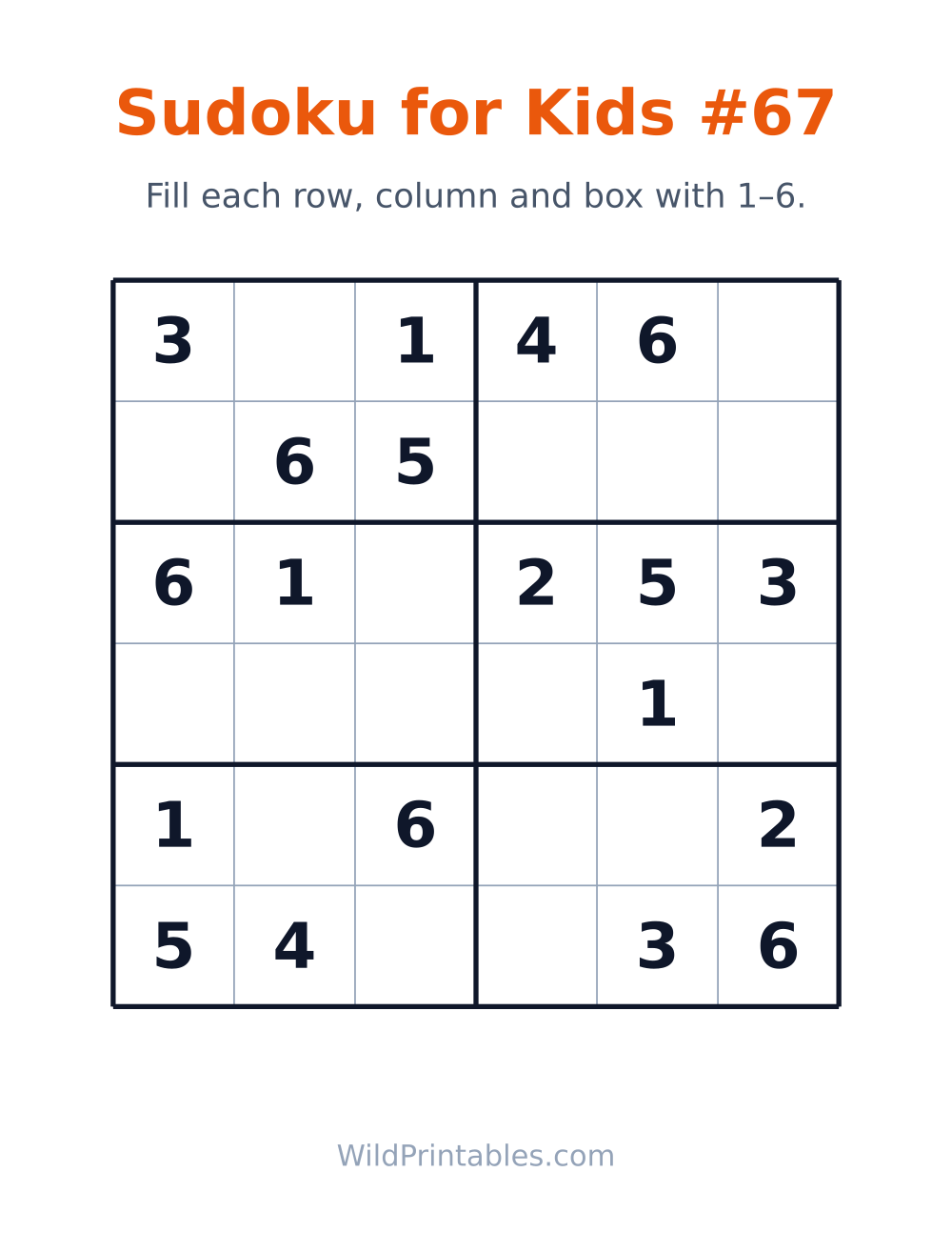 Sudoku for Kids #67 — free printable sudoku for kids
