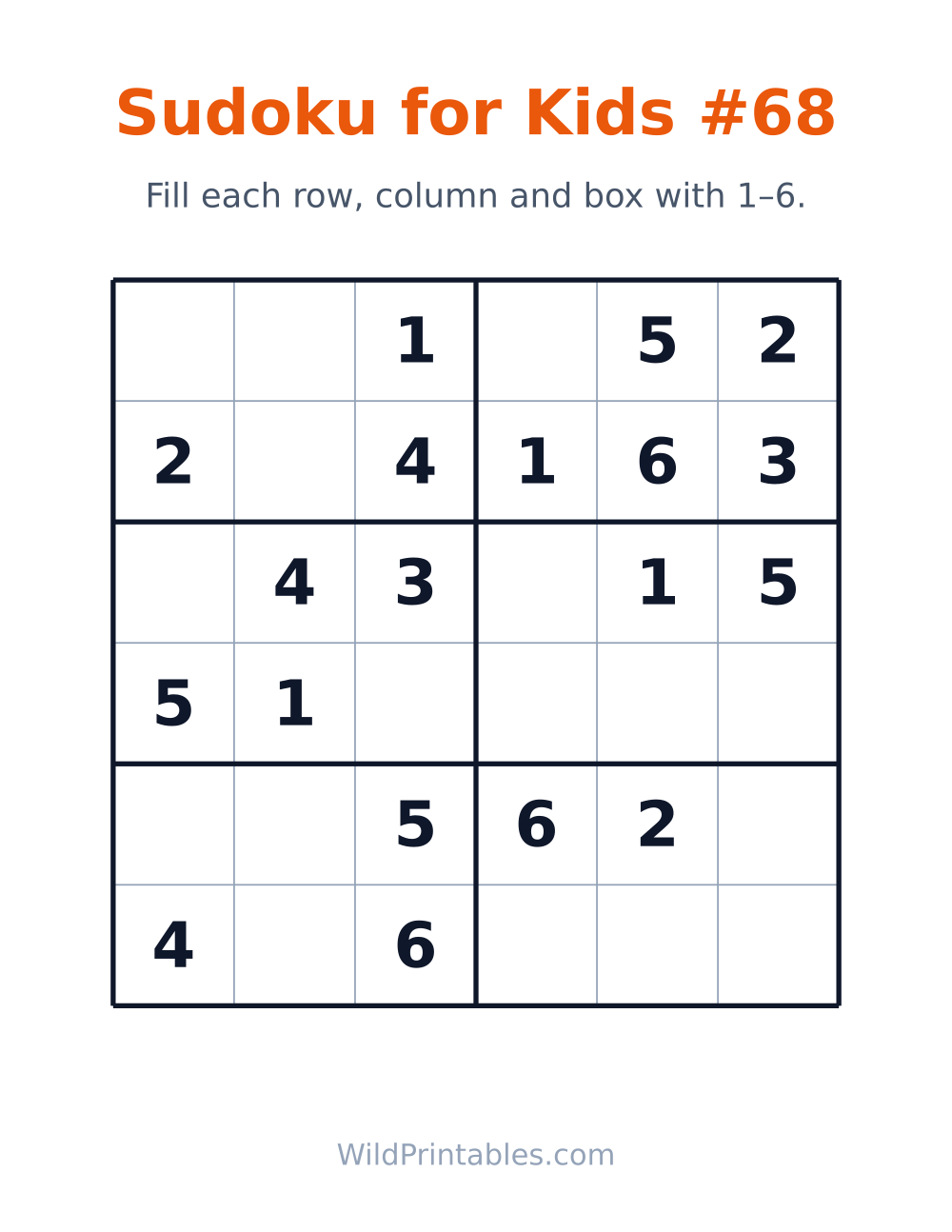 Sudoku for Kids #68 — free printable sudoku for kids