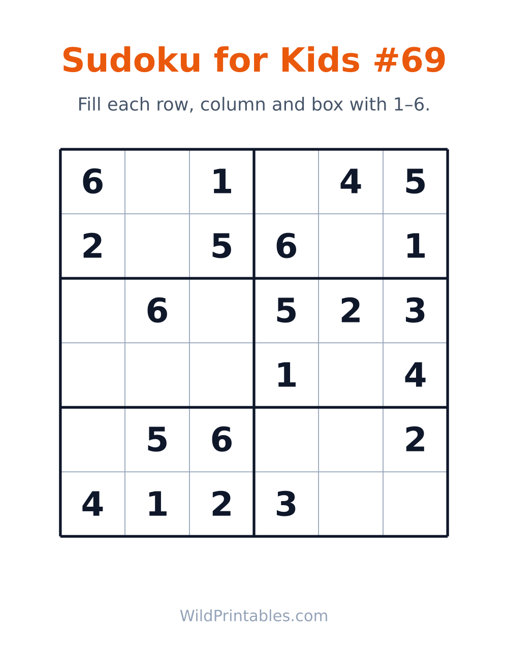 Sudoku for Kids #69 — free printable sudoku for kids