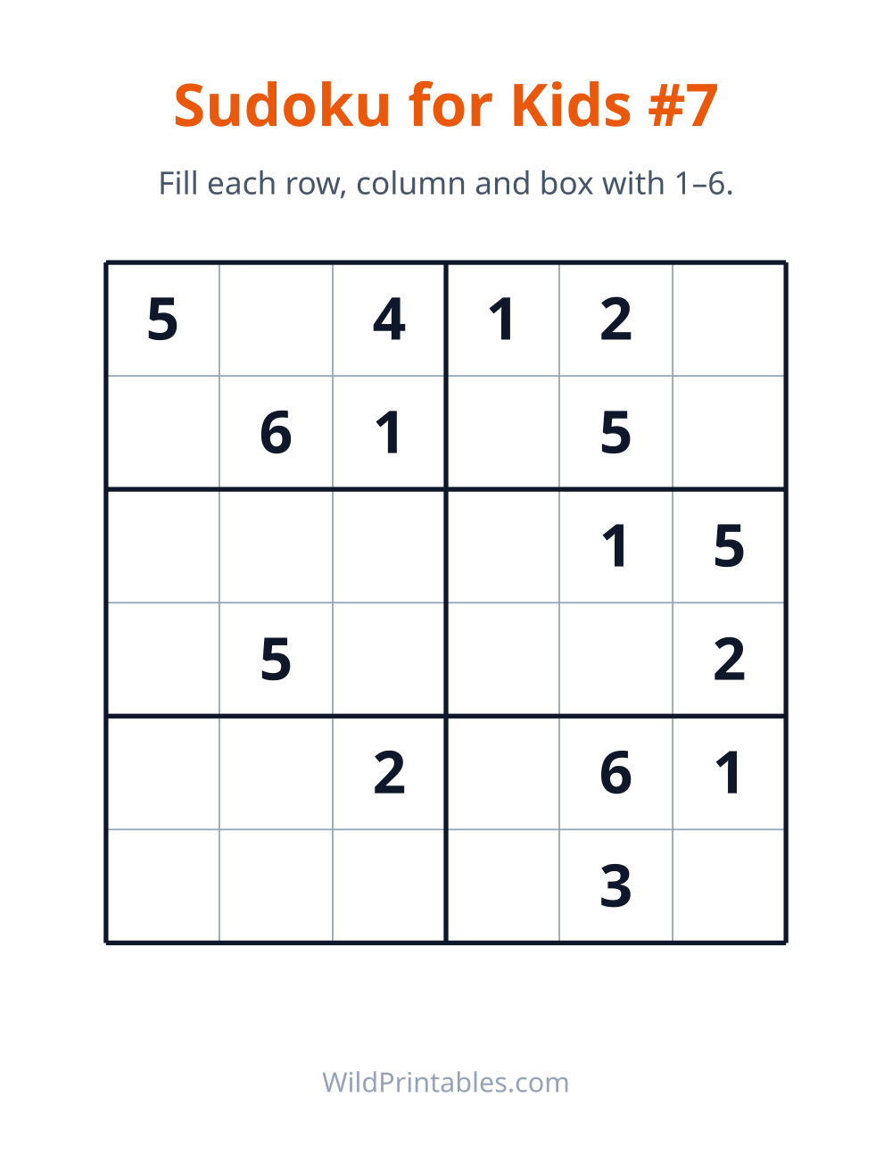 Sudoku for Kids #7 — free printable sudoku for kids to print and color at home