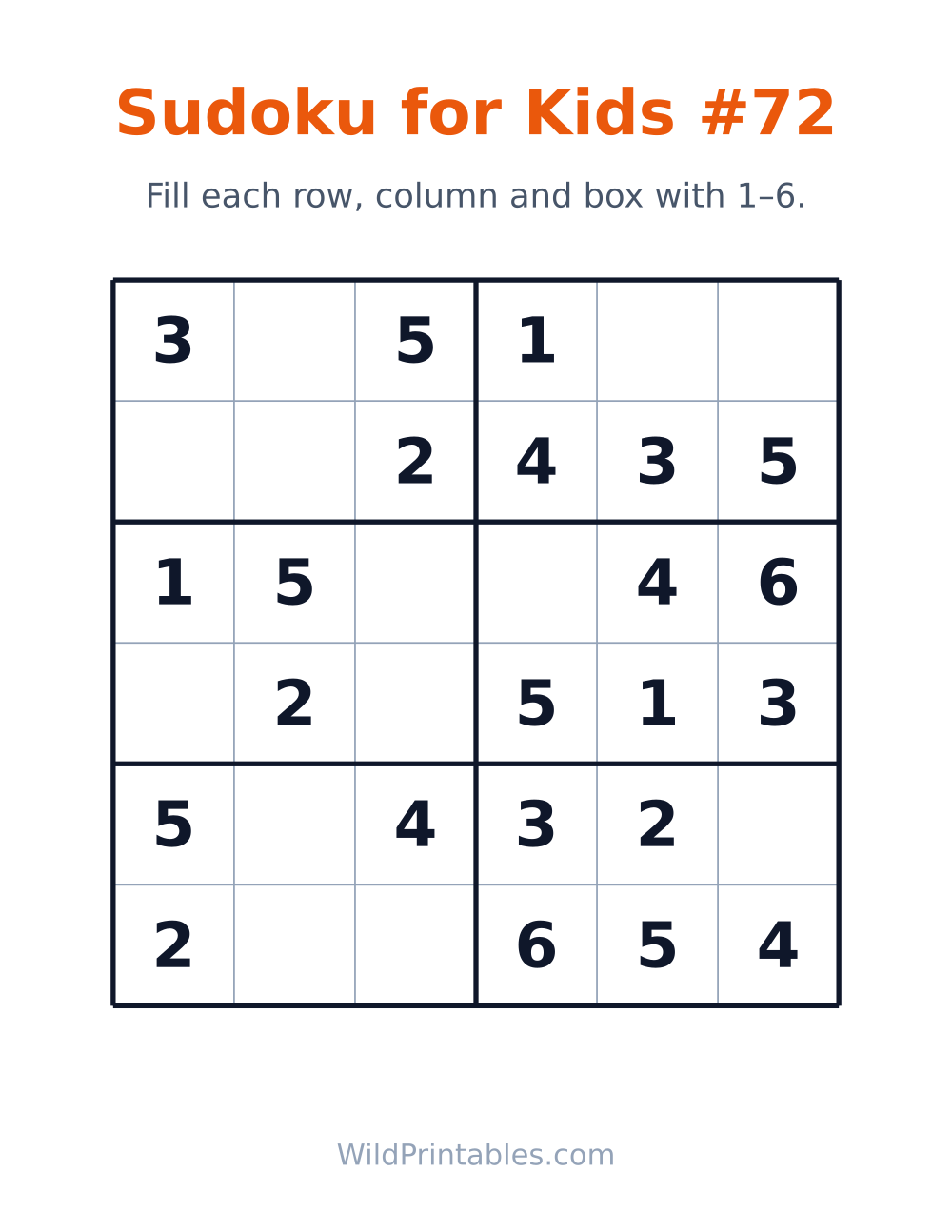 Sudoku for Kids #72 — free printable sudoku for kids