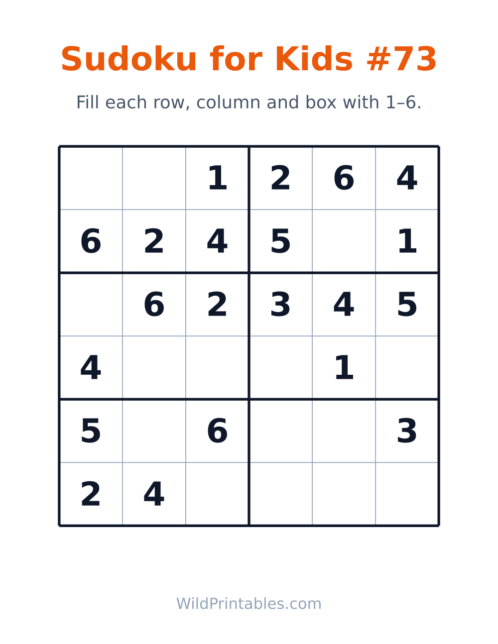Sudoku for Kids #73 — free printable sudoku for kids