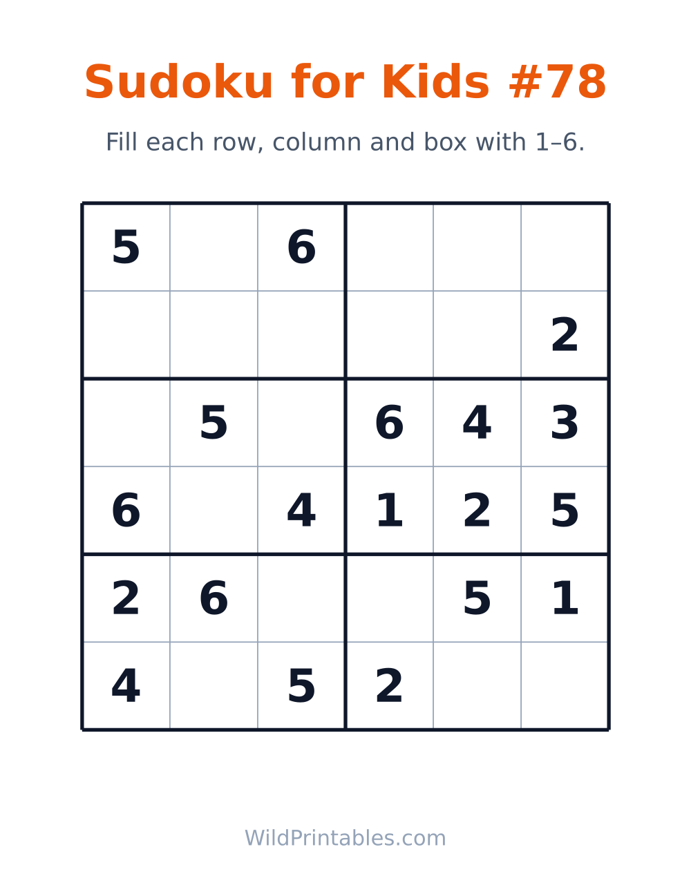 Sudoku for Kids #78 — free printable sudoku for kids