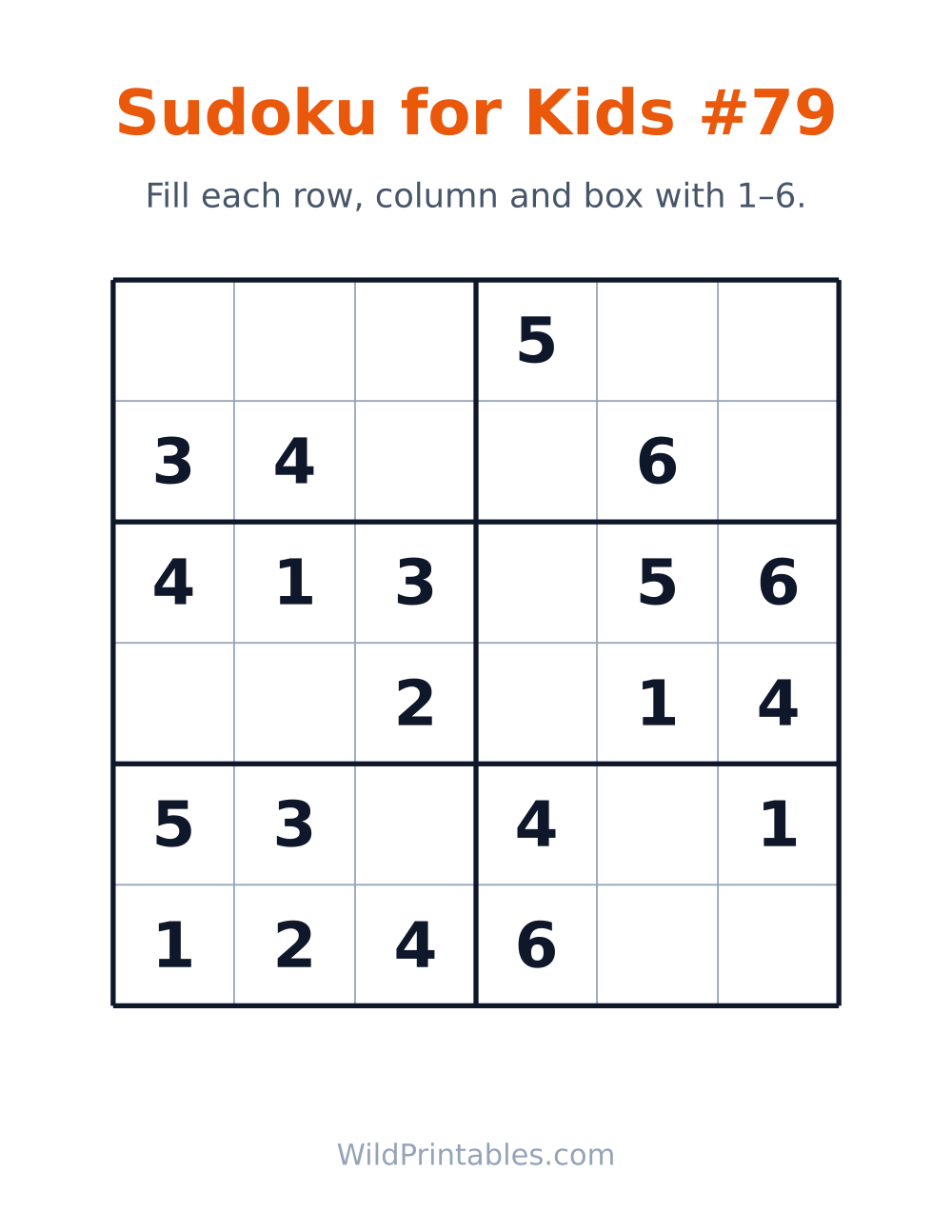Sudoku for Kids #79 — free printable sudoku for kids