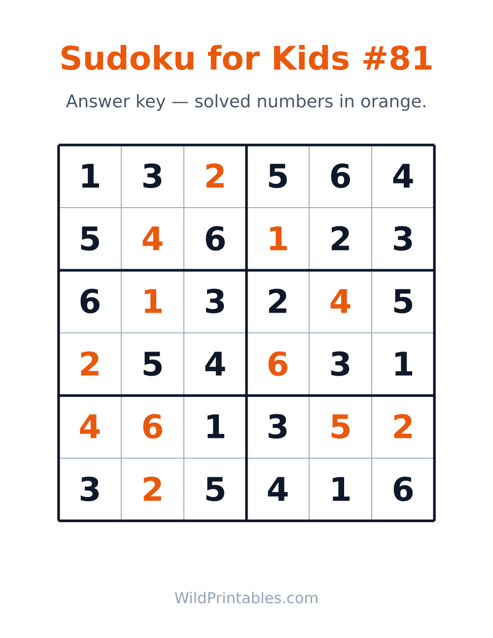 Sudoku for Kids #81 — answer key