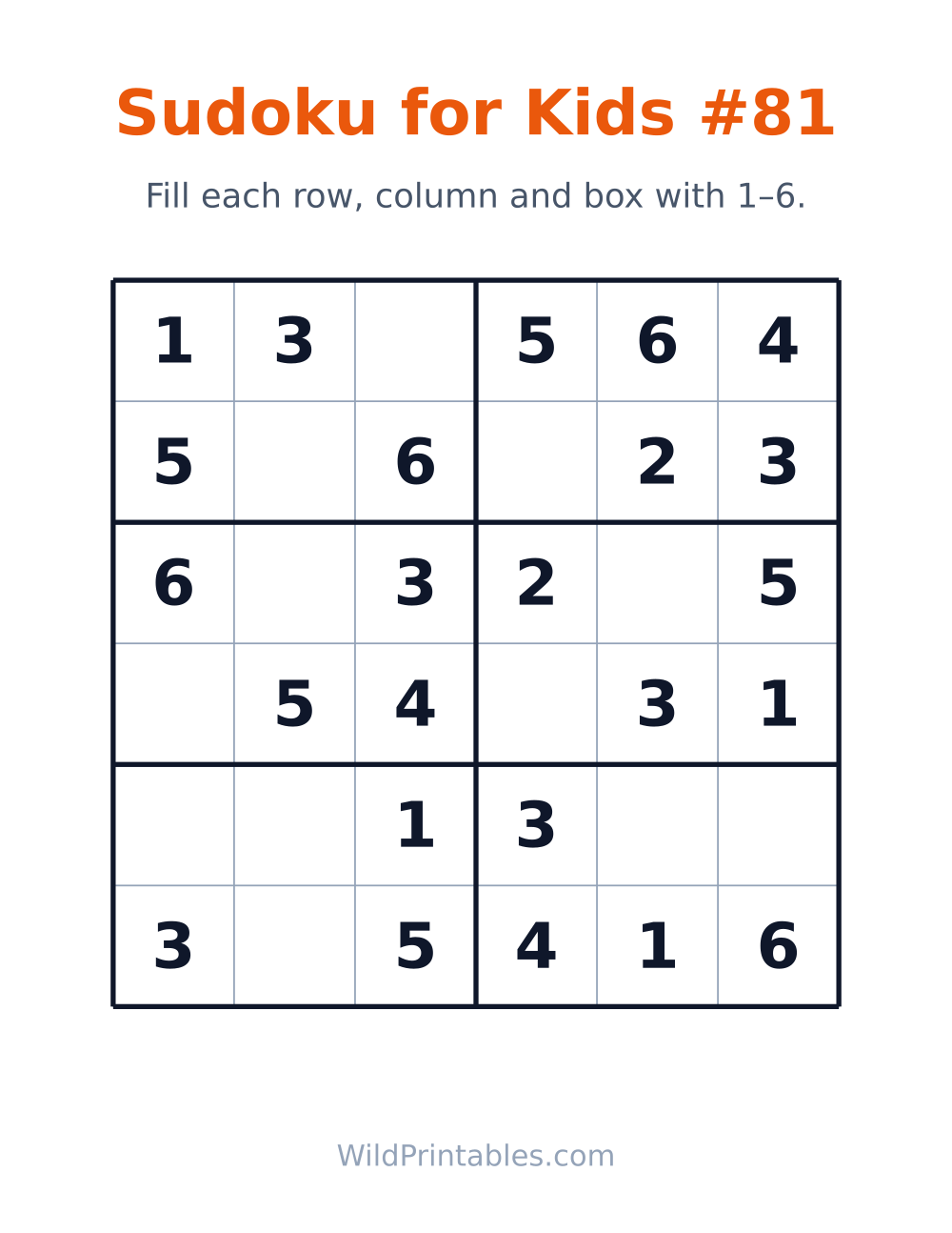 Sudoku for Kids #81 — free printable sudoku for kids