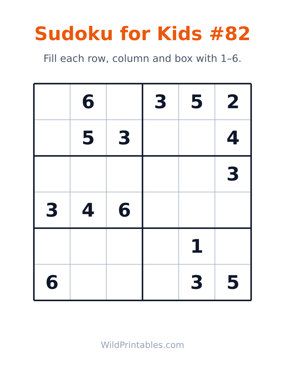 Sudoku for Kids #82 — free printable sudoku for kids