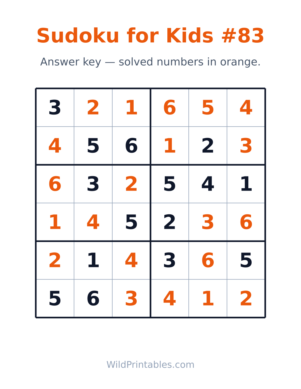 Sudoku for Kids #83 — answer key