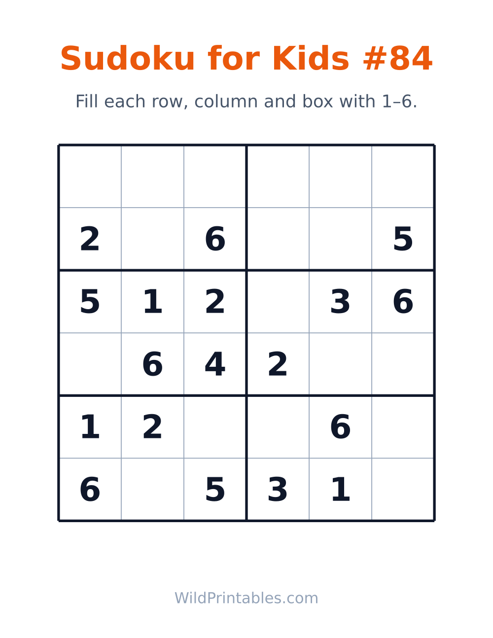 Sudoku for Kids #84 — free printable sudoku for kids