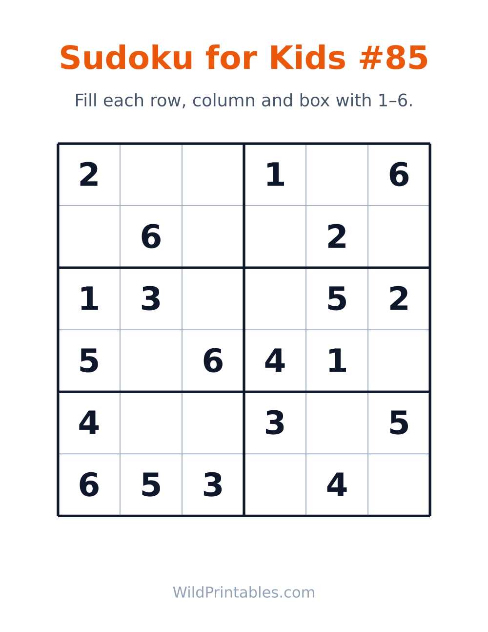 Sudoku for Kids #85 — free printable sudoku for kids